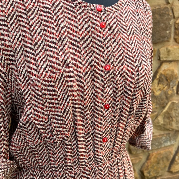 Comme Toi Patterned Button Up Shirt Dress - Size M - Picture 2 of 4
